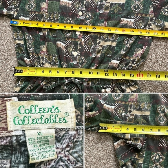 Vintage 80s Colleens Collectibles Green Tribal Print Short Sleeve Romper Size XL - Picture 16 of 16